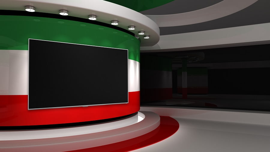 Image including Iran flag behind the black Television | Dr. Leonard Grossman M.D. | New York